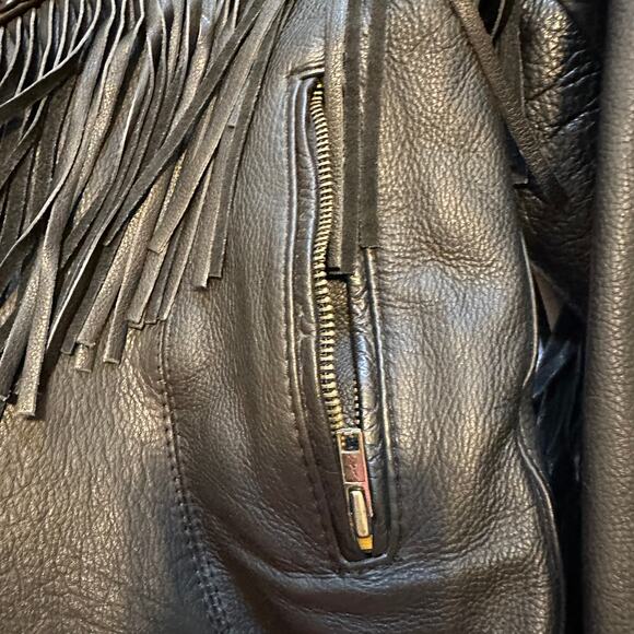 Highway One Leather Fringe Jacket M Retro Western Festival Biker - Picture 16 of 16
